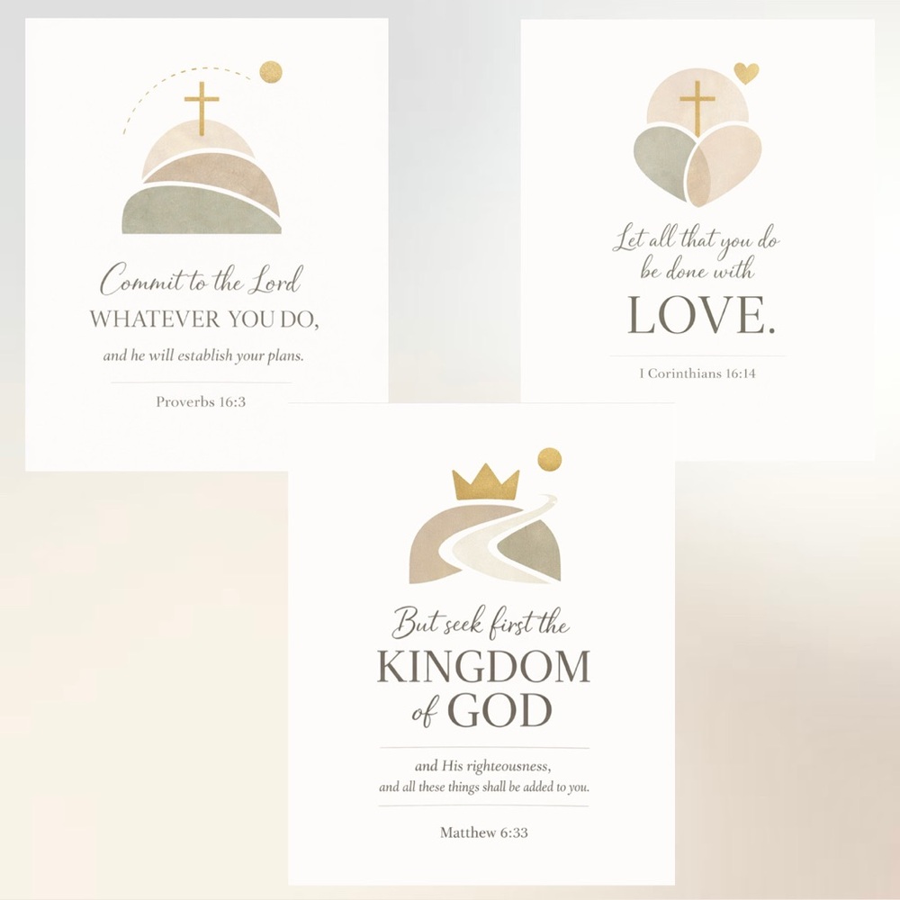 DDS 3-Set, Art Prints, 8x10, Bible Verse, Paper Print, Unframed, Boho Series